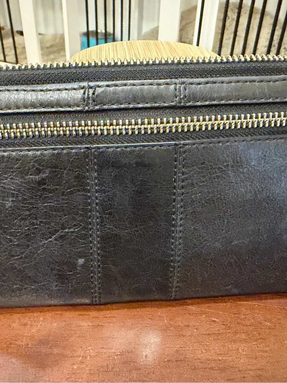 Coach Julia Black Smooth Leather Wristlet Clutch with Silver Logo - Picture 3 of 4